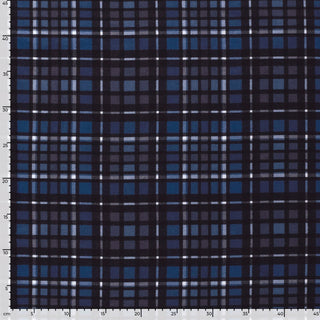 Baumwoll Flanell Stoff mit Tartan Karo in Dunkelblau