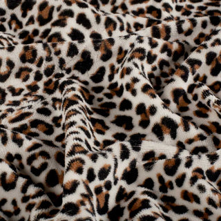 Nicki Stoff mit Leo Muster – Baumwoll Nicki Stoff natur braun