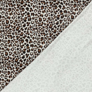 Nicki Stoff mit Leo Muster – Baumwoll Nicki Stoff natur braun