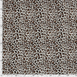 Nicki Stoff mit Leo Muster – Baumwoll Nicki Stoff natur braun