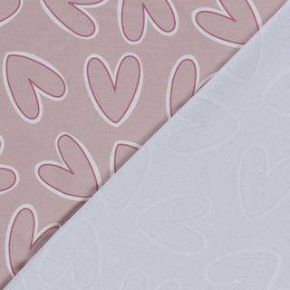 Baumwoll French Terry Stoff Herzen – weicher Sweatstoff mit Herzmotiv in altrosa