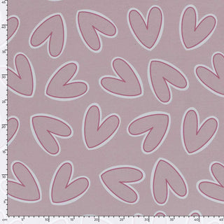Baumwoll French Terry Stoff Herzen – weicher Sweatstoff mit Herzmotiv in altrosa