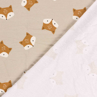 French Terry Stoff mit Fuchs Motiv – Baumwoll Sweatstoff für Kinderkleidung