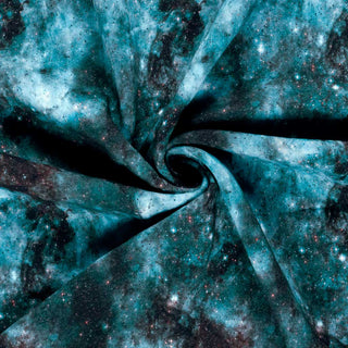 Kuschelsweat Stoff - Galaxy in Petrol