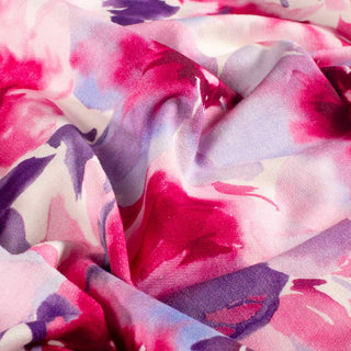 French Terry Stoff mit Blumenmuster – Baumwoll Sweatstoff im Aquarell-Design