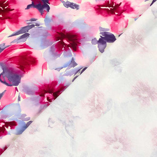 French Terry Stoff mit Blumenmuster – Baumwoll Sweatstoff im Aquarell-Design