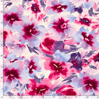 French Terry Stoff mit Blumenmuster – Baumwoll Sweatstoff im Aquarell-Design