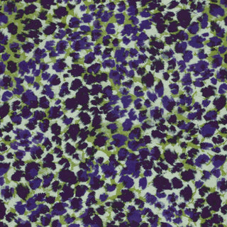French Terry Stoff mit Leo Muster in Lila und Grün – moderner Animal Print