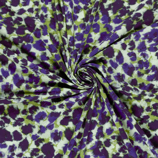 French Terry Stoff Leo Muster lila grün – weicher Baumwollstoff mit Tierprint