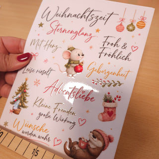 Rub-On Weihnachtszeit – Weihnachtsbogen mit Schriftzügen zum Übertragen