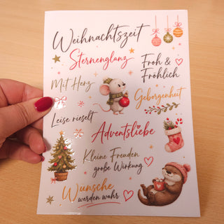 Rub-On Weihnachtszeit – Weihnachtsbogen mit Schriftzügen zum Übertragen