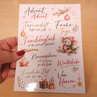 Rub-On Advent, Advent – Weihnachtsbogen mit Schriftzügen zum Übertragen