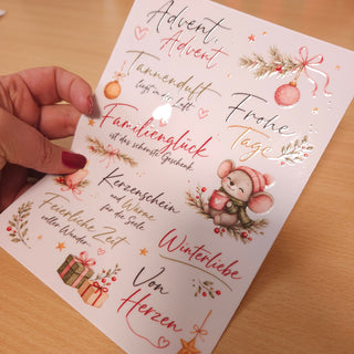 Rub-On Advent, Advent – Weihnachtsbogen mit Schriftzügen zum Übertragen
