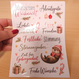 Rub-On Wunderbare Weihnacht – Weihnachtsbogen mit Schriftzügen zum Übertragen