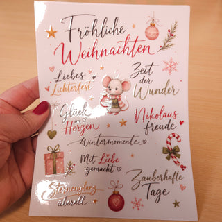 Rub-On Fröhliche Weihnachten – Weihnachtsbogen mit Schriftzügen zum Übertragen