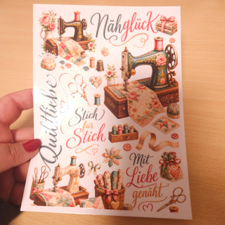 Rub-On Nähglück – Nähbogen mit Schriftzügen zum Übertragen