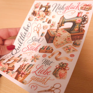 Rub-On Nähglück – Nähbogen mit Schriftzügen zum Übertragen