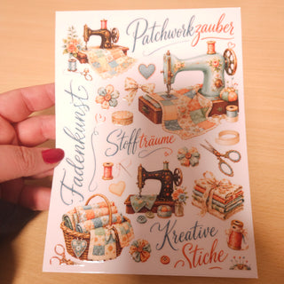 Rub-On Patchworkzauber – Nähbogen mit Schriftzügen zum Übertragen
