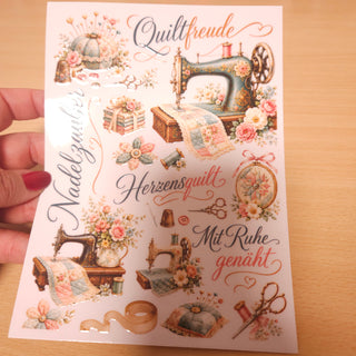 Rub-On Quiltfreude – Nähbogen mit Schriftzügen zum Übertragen
