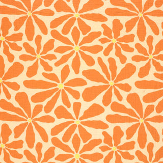 Musselin Stoff - Blumen in Orange