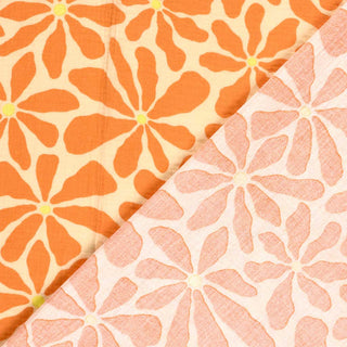Musselin Stoff - Blumen in Orange