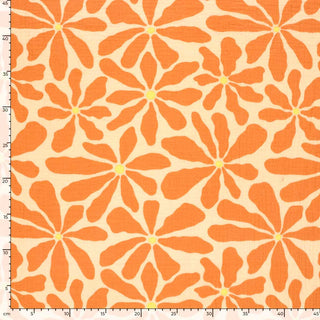 Musselin Stoff - Blumen in Orange