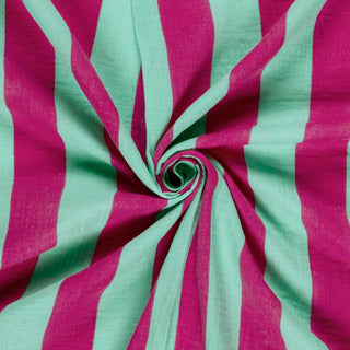 Musselin Stoff - Pink/Mint Blockstreifen