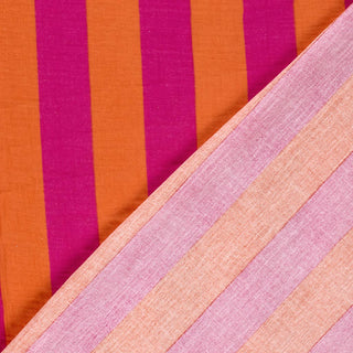 Musselin Stoff - Pink/Orange Blockstreifen