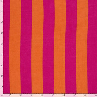 Musselin Stoff - Pink/Orange Blockstreifen