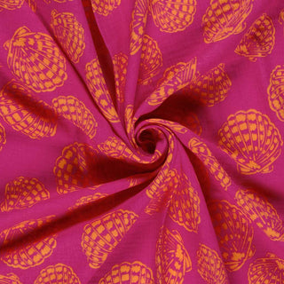 Musselin Stoff - Muscheln auf Pink