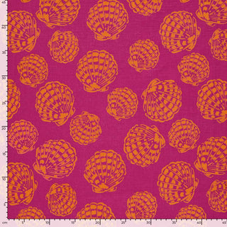 Musselin Stoff - Muscheln auf Pink