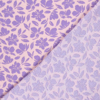 Musselin Stoff - Lila Blumen auf zart Rose