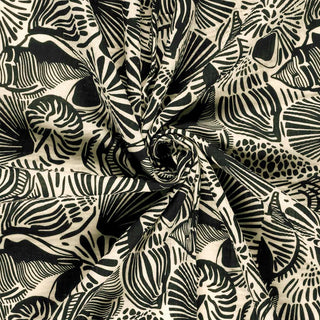 Musselin Stoff - Muscheln Schwarz Weiss