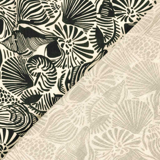 Musselin Stoff - Muscheln Schwarz Weiss