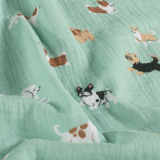 Musselin Stoff – Hunde Mintgrün