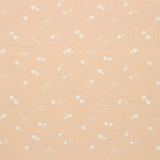 Baumwolljersey Stoff - Feine Herzen auf Apricot