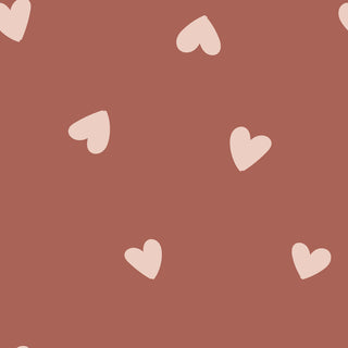 French Terry Stoff - Herzen auf Rostrot