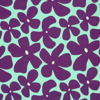 Baumwolljersey Stoff – Grosse Blumen Lila Mint