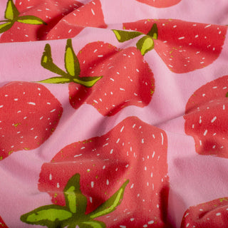 Baumwolljersey Stoff - Rosa Erdbeeren