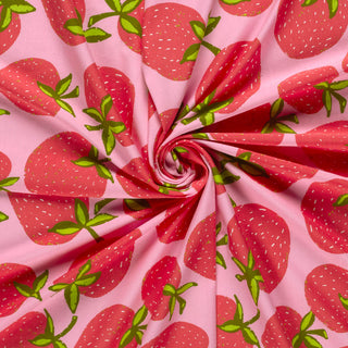 Baumwolljersey Stoff - Rosa Erdbeeren