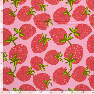 Baumwolljersey Stoff - Rosa Erdbeeren