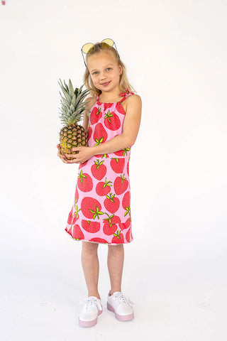 Baumwolljersey Stoff - Rosa Erdbeeren