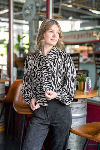 Viskose Borken Krepp - Tiger-Print in Schwarz/Beige