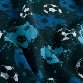 Baumwolljersey Stoff - Fussball Blau