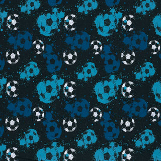 Baumwolljersey Stoff - Fussball Blau