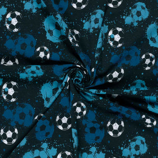 Baumwolljersey Stoff - Fussball Blau