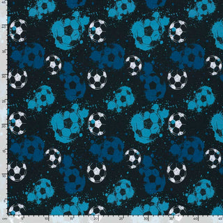 Baumwolljersey Stoff - Fussball Blau
