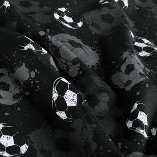 Baumwolljersey Stoff - Fussball Schwarz
