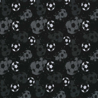 Baumwolljersey Stoff - Fussball Schwarz