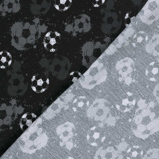 Baumwolljersey Stoff - Fussball Schwarz